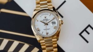 Rolex day date full gold white dial watch